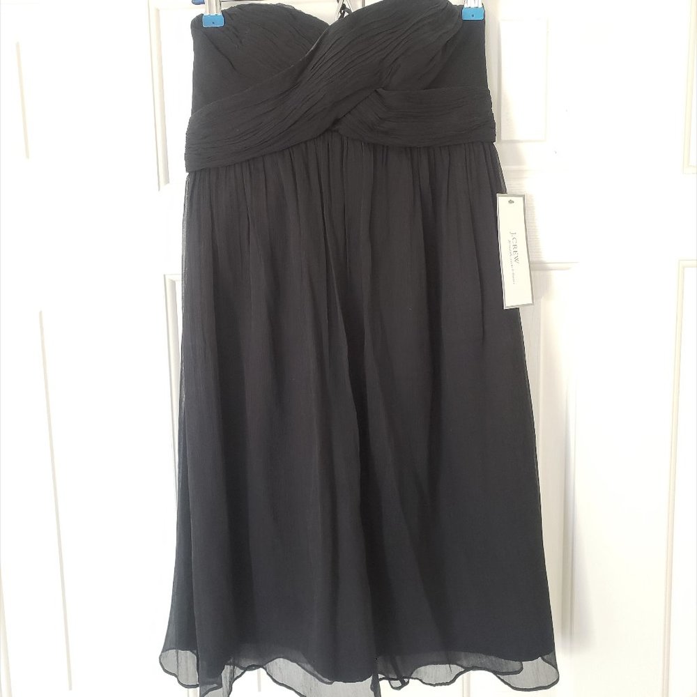 J. Crew Strapless Silk Chiffon Dress - NWT! Elegant Black Dress Size 6 - Picture 16 of 16